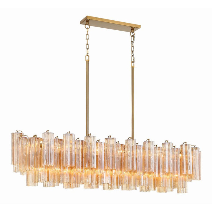 Addis 14 Light Chandelier-Crystorama Lighting Company-CRYSTO-ADD-317-AG-AM-ChandeliersTronchi Glass Amber-Aged Brass-2-France and Son