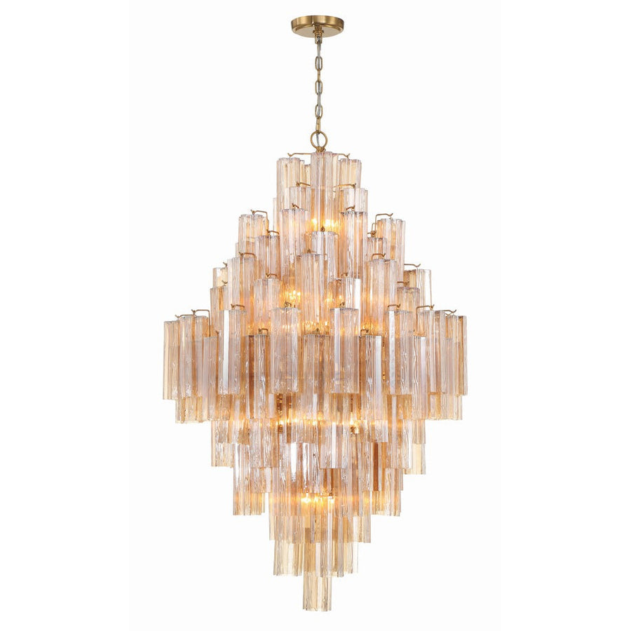 Addis 20 Light Chandelier-Crystorama Lighting Company-CRYSTO-ADD-319-AG-AM-ChandeliersTronchi Glass Amber-Aged Brass-1-France and Son