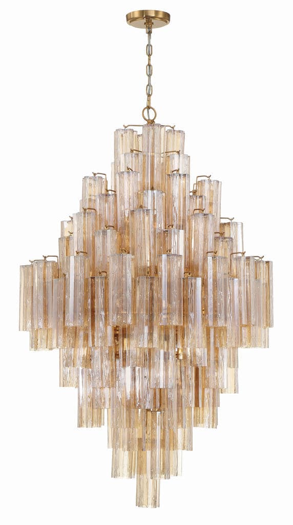 Addis 20 Light Chandelier-Crystorama Lighting Company-CRYSTO-ADD-319-AG-AM-ChandeliersTronchi Glass Amber-Aged Brass-4-France and Son