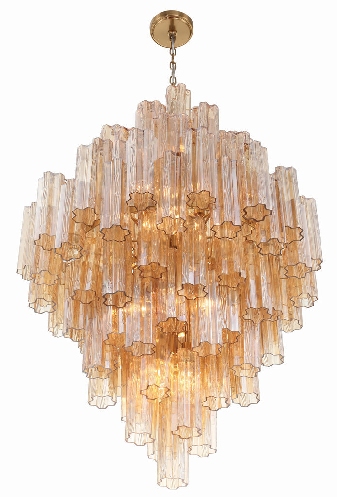 Addis 20 Light Chandelier-Crystorama Lighting Company-CRYSTO-ADD-319-AG-AM-ChandeliersTronchi Glass Amber-Aged Brass-2-France and Son
