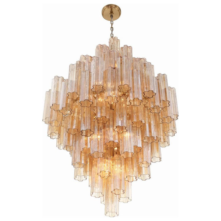 Addis 20 Light Chandelier-Crystorama Lighting Company-CRYSTO-ADD-319-AG-AM-ChandeliersTronchi Glass Amber-Aged Brass-2-France and Son