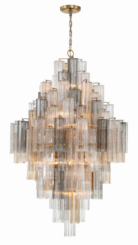 Addis 20 Light Chandelier-Crystorama Lighting Company-CRYSTO-ADD-319-AG-AU-ChandeliersTronchi Glass Autumn-Aged Brass-5-France and Son