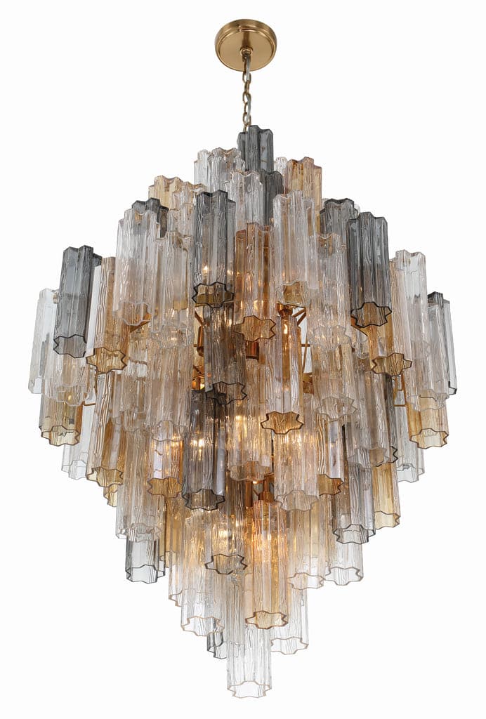 Addis 20 Light Chandelier-Crystorama Lighting Company-CRYSTO-ADD-319-AG-AM-ChandeliersTronchi Glass Amber-Aged Brass-6-France and Son