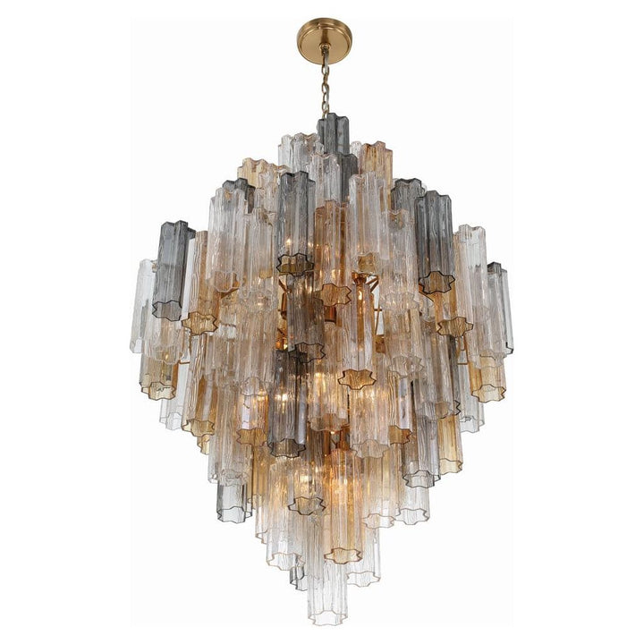 Addis 20 Light Chandelier-Crystorama Lighting Company-CRYSTO-ADD-319-AG-AM-ChandeliersTronchi Glass Amber-Aged Brass-6-France and Son