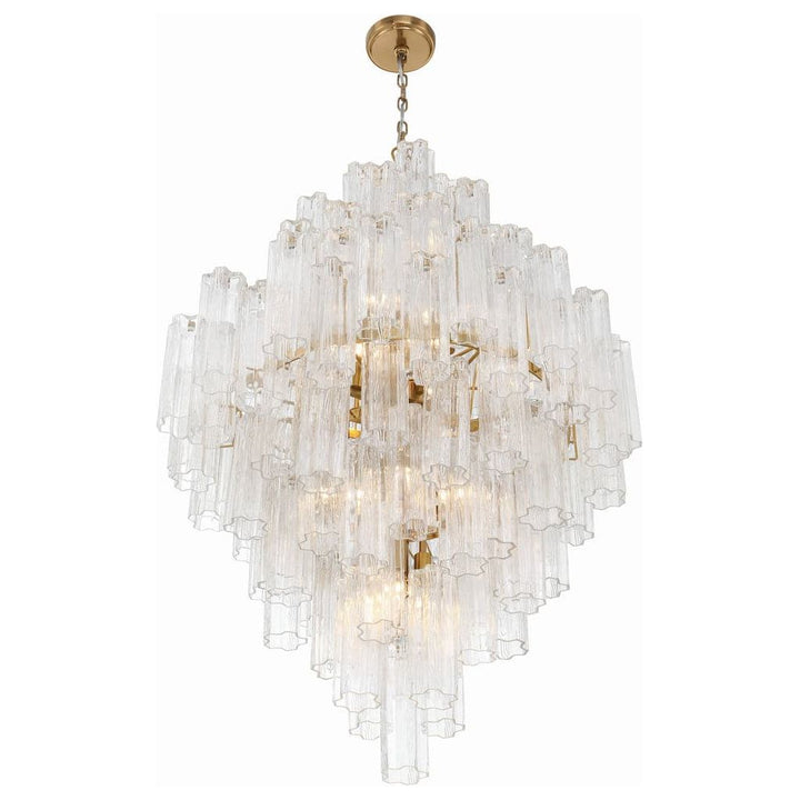 Addis 20 Light Chandelier-Crystorama Lighting Company-CRYSTO-ADD-319-AG-AM-ChandeliersTronchi Glass Amber-Aged Brass-10-France and Son