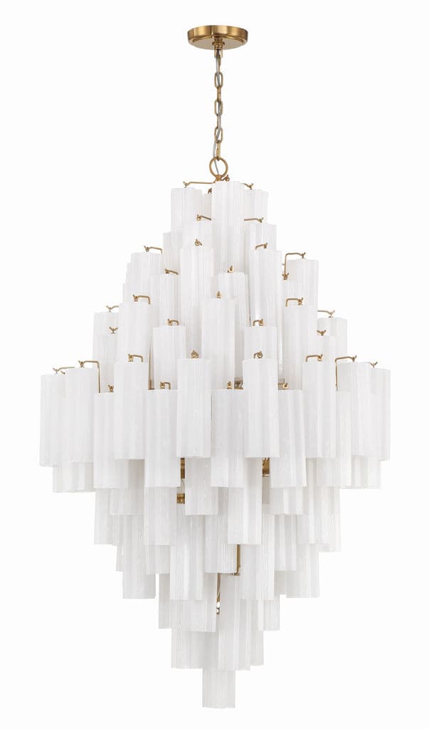 Addis 20 Light Chandelier-Crystorama Lighting Company-CRYSTO-ADD-319-AG-WH-ChandeliersTronchi Glass White-Aged Brass-13-France and Son