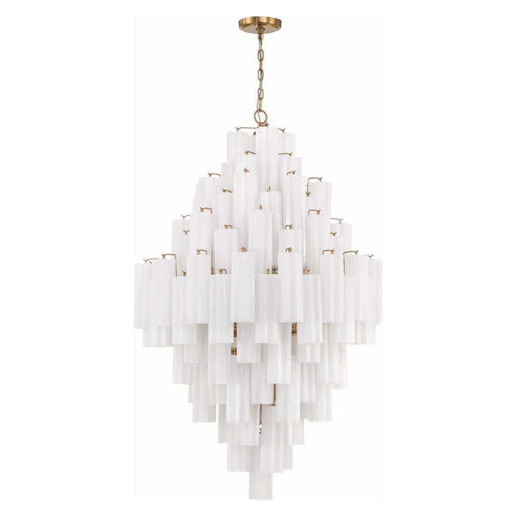 Addis 20 Light Chandelier-Crystorama Lighting Company-CRYSTO-ADD-319-AG-WH-ChandeliersTronchi Glass White-Aged Brass-13-France and Son