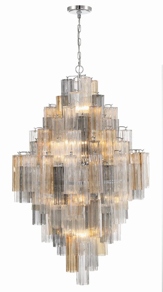 Addis 20 Light Chandelier-Crystorama Lighting Company-CRYSTO-ADD-319-CH-AU-ChandeliersTronchi Glass Autumn-Polished Chrome-16-France and Son