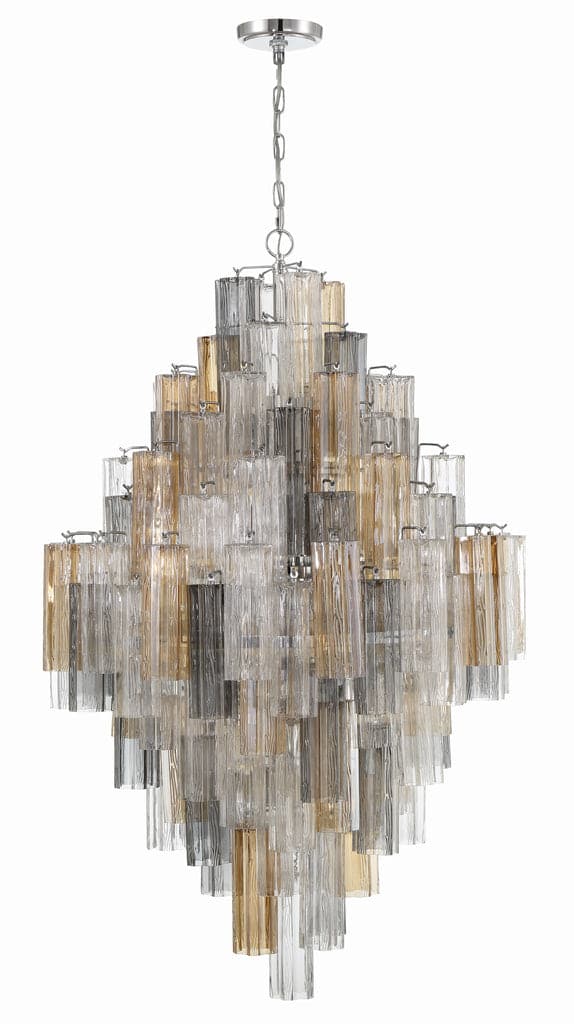 Addis 20 Light Chandelier-Crystorama Lighting Company-CRYSTO-ADD-319-AG-AM-ChandeliersTronchi Glass Amber-Aged Brass-17-France and Son