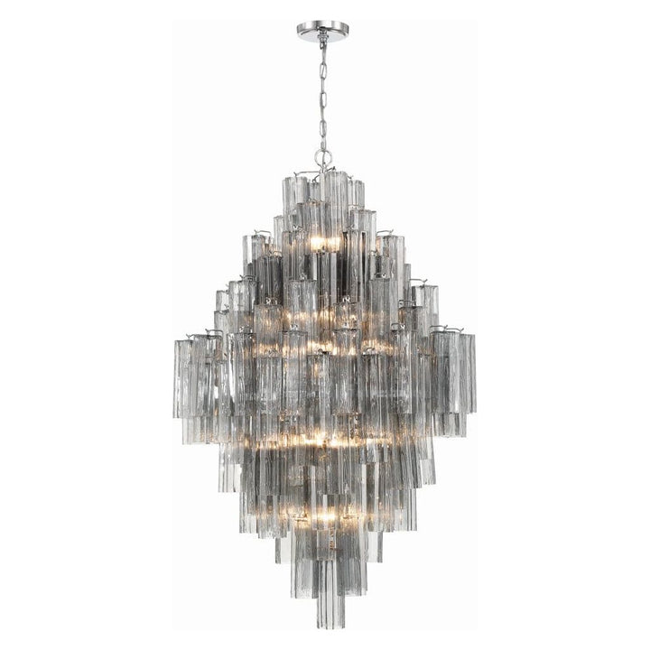 Addis 20 Light Chandelier-Crystorama Lighting Company-CRYSTO-ADD-319-CH-SM-ChandeliersTronchi Glass Smoke-Polished Chrome-22-France and Son