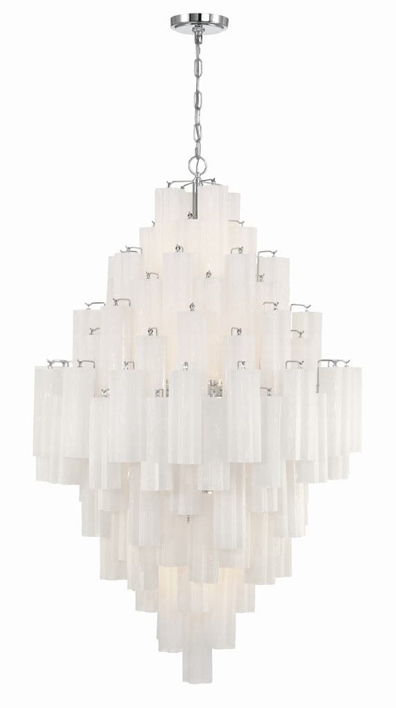 Addis 20 Light Chandelier-Crystorama Lighting Company-CRYSTO-ADD-319-CH-WH-ChandeliersTronchi Glass White-Polished Chrome-27-France and Son