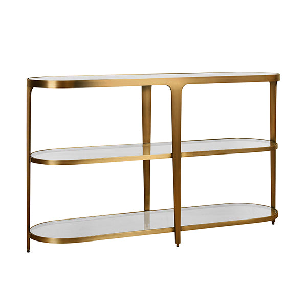 Addison Three Tier Glass Top Racetrack Console