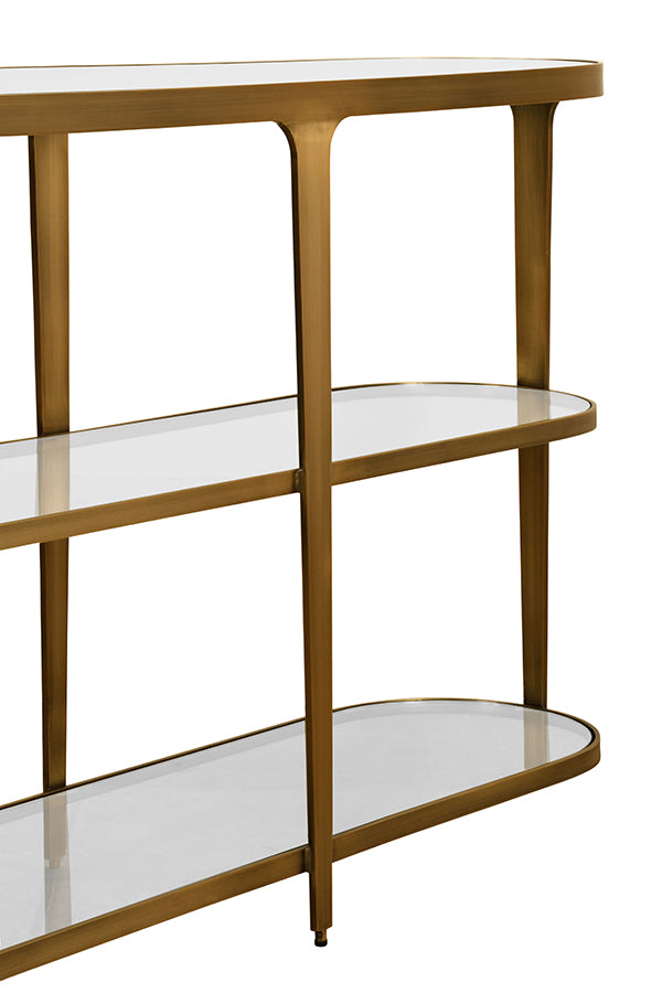 Addison Three Tier Glass Top Racetrack Console