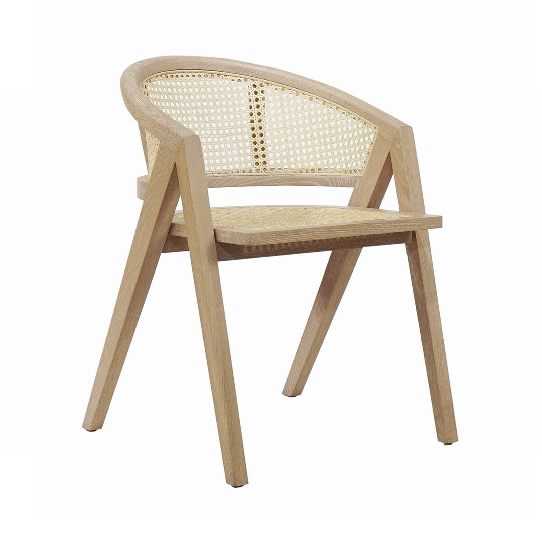 Aero - Cane Barrel Back Dining Chair In Cerused Oak