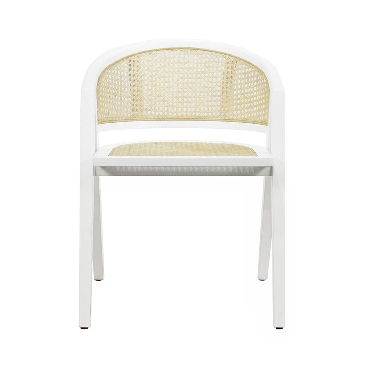 Aero - Cane Barrel Back Dining Chair In Matte White Lacquer