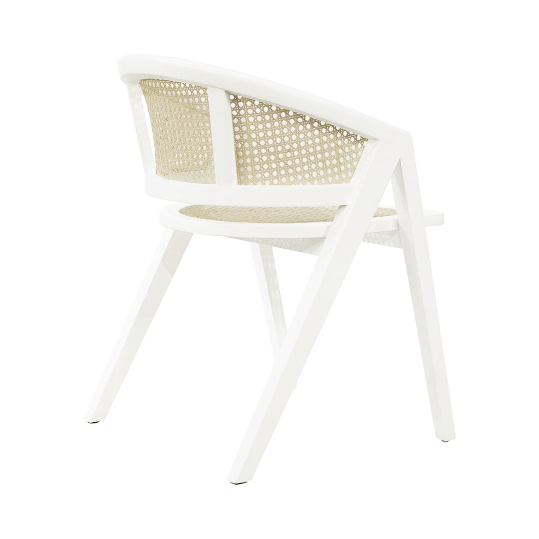 Aero - Cane Barrel Back Dining Chair In Matte White Lacquer