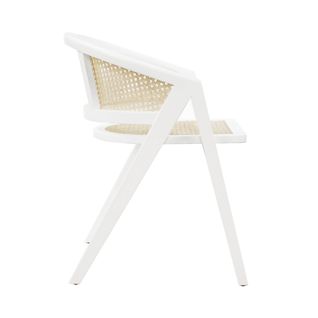 Aero - Cane Barrel Back Dining Chair In Matte White Lacquer