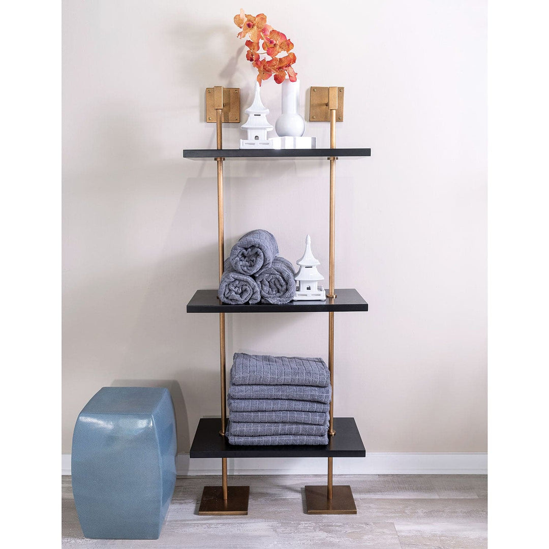 Marais 3-tier Black/aged Brass Shelf 24"W