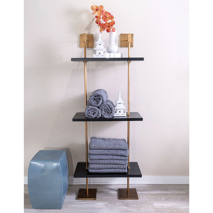 Marais 3-tier Black/aged Brass Shelf 24"W