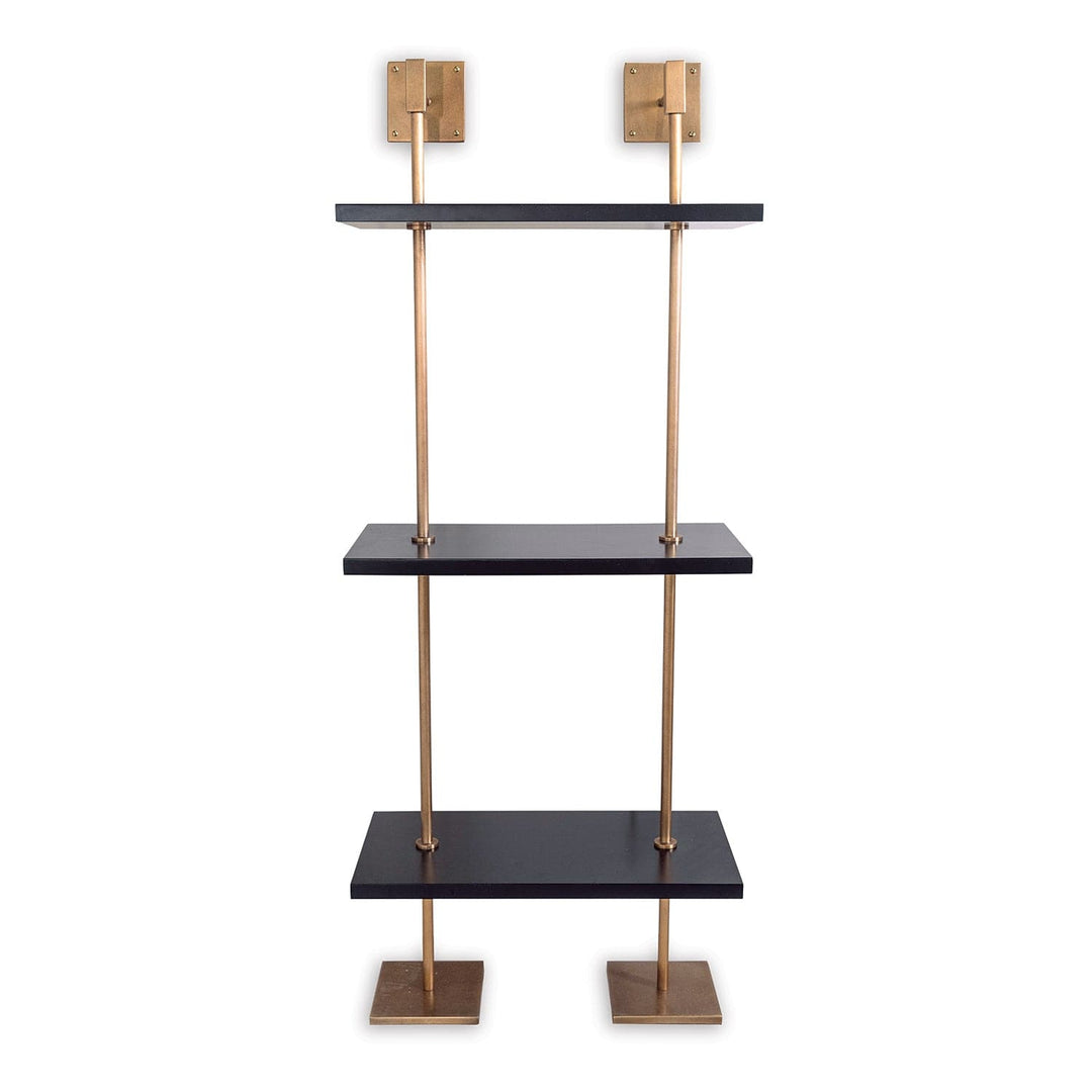 Marais 3-tier Black/aged Brass Shelf 24"W