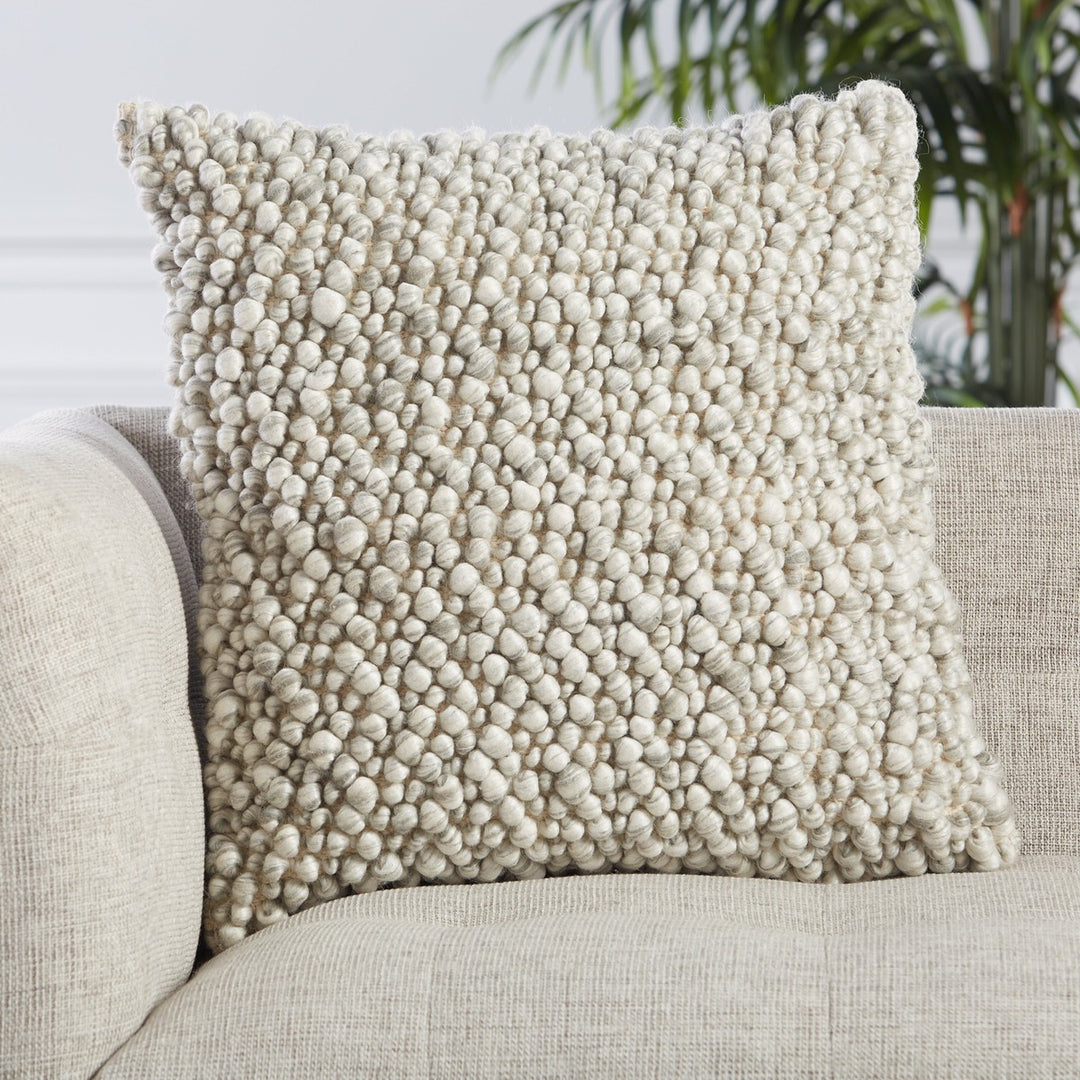 Jaipur Living Kaz Textured Light Gray/ Ivory Poly Fill Pillow (22" Square)