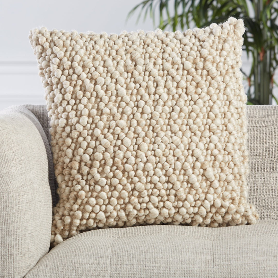 Jaipur Living Kaz Textured Beige/ Ivory Poly Fill Pillow (22" Square)