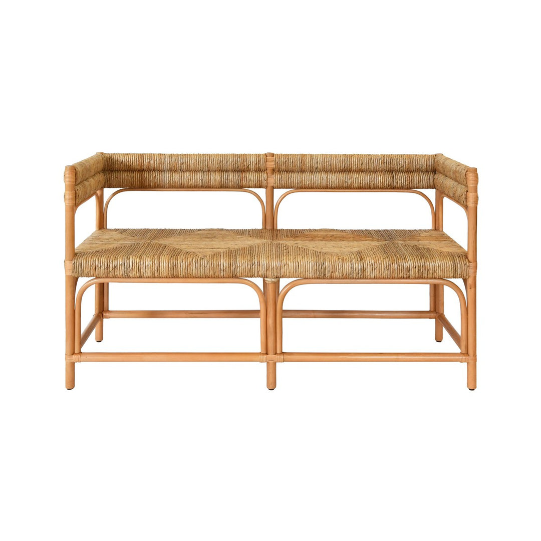 Ajax - Rattan Bench With Seagrass Wrapped Seat And Seat Back