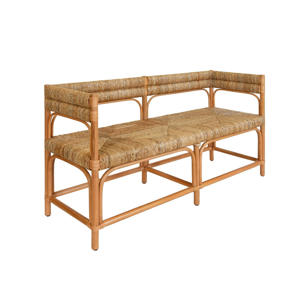 Ajax - Rattan Bench With Seagrass Wrapped Seat And Seat Back