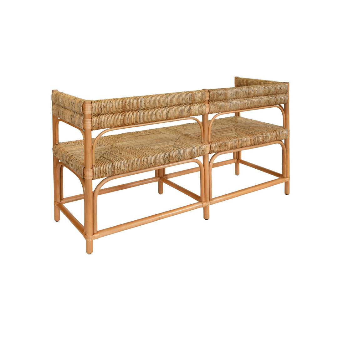 Ajax - Rattan Bench With Seagrass Wrapped Seat And Seat Back