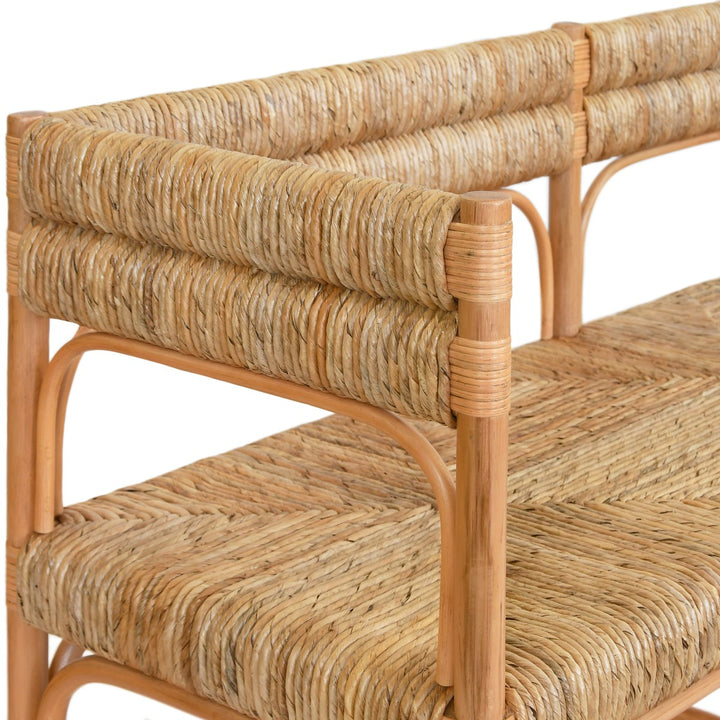 Ajax - Rattan Bench With Seagrass Wrapped Seat And Seat Back