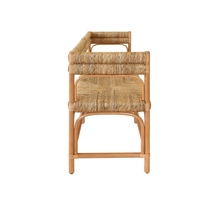 Ajax - Rattan Bench With Seagrass Wrapped Seat And Seat Back