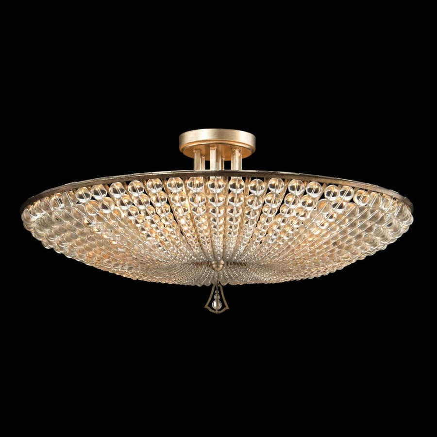 Chandeliers Beaded Crystal Six-Light Semi-Flush - Silver