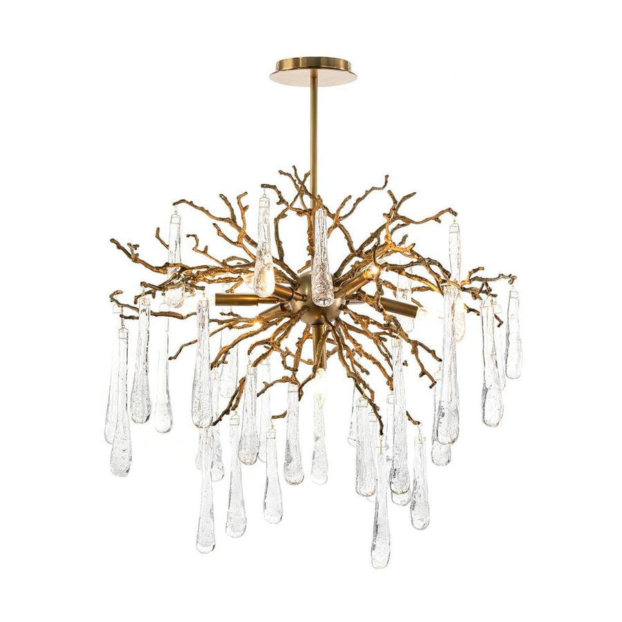 Chandeliers Brass And Glass Teardrop Seven-Light Chandelier - Clear