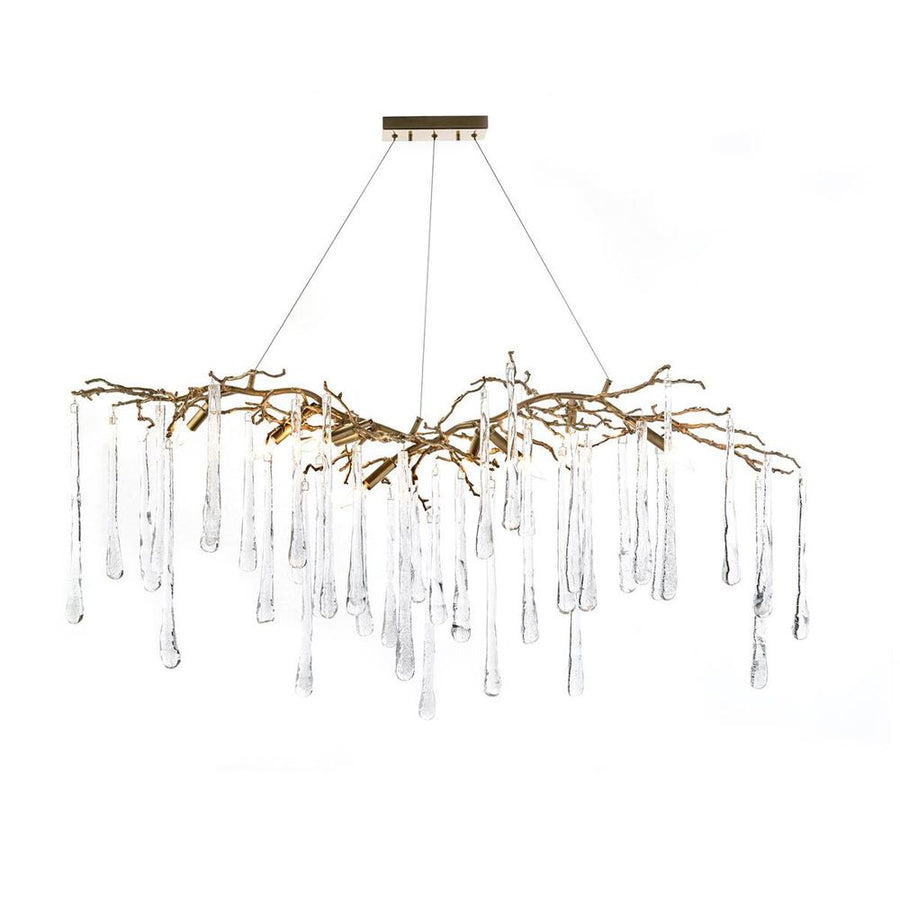 Chandeliers Brass And Glass Teardrop Nine-Light Chandelier - Clear