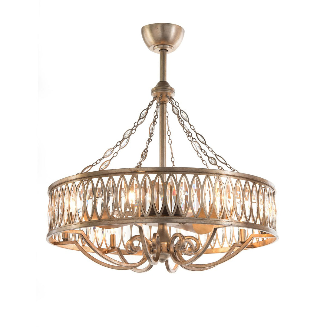 Leandra Crystal Eight-Light Pendant With Fan - Gold - Iron