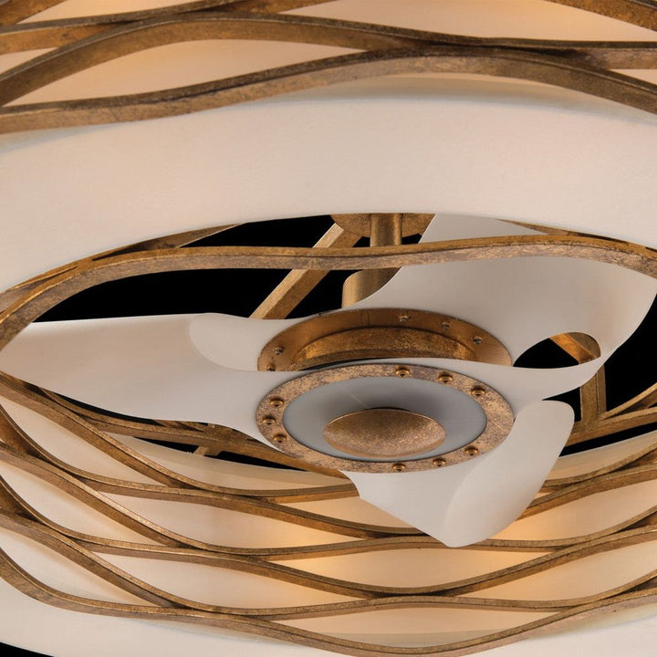 Chandeliers Ribbons Of Gold Twelve-Light Pendant With Fan - Gold