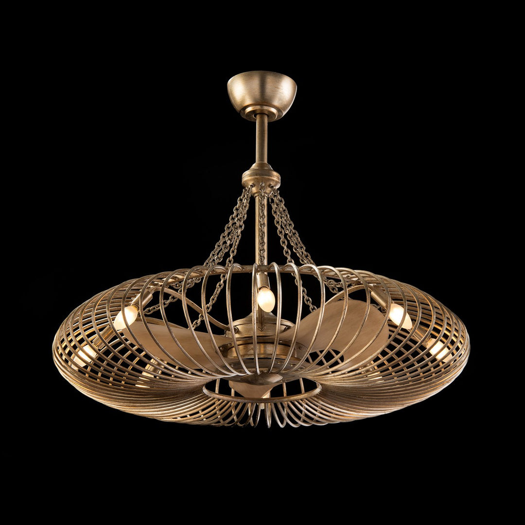 Arlette Of Gold Eight-Light Pendant With Fan - Gold - Iron