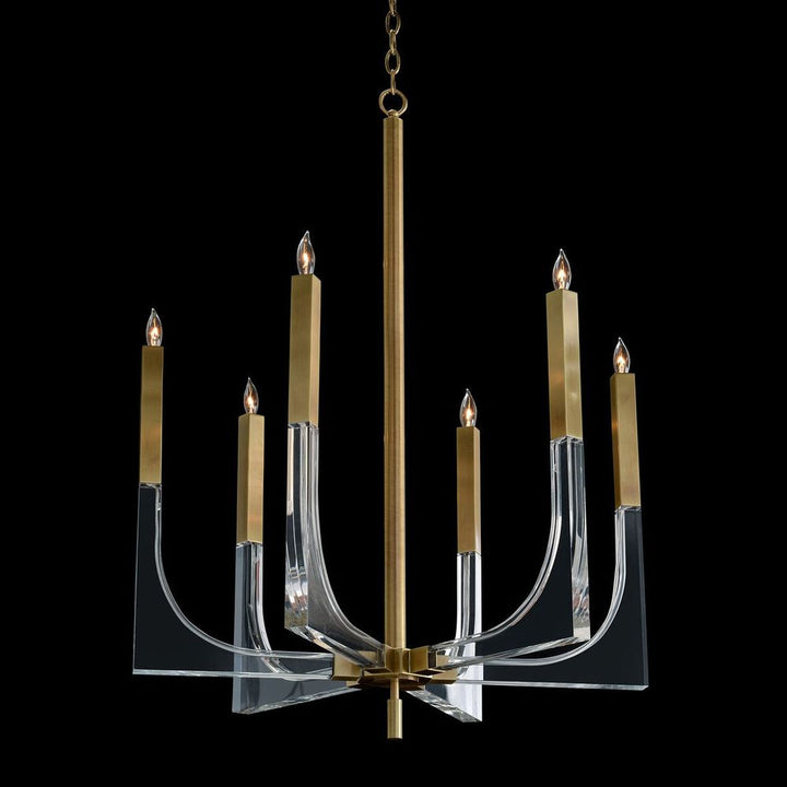 Chandeliers Acrylic And Brass Six-Light Chandelier - Gold