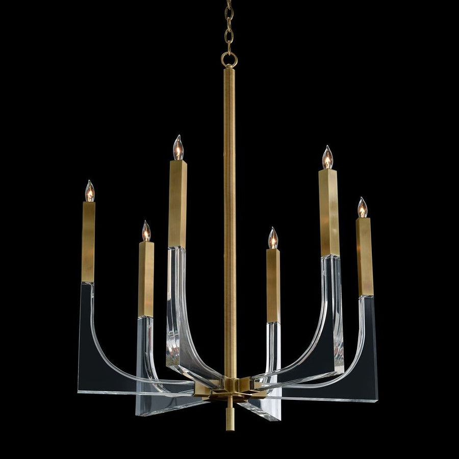 Chandeliers Acrylic And Brass Six-Light Chandelier - Gold