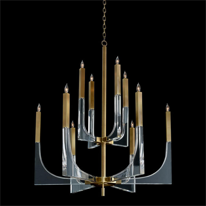 Orion And Brass Ten-Light Chandelier - Clear