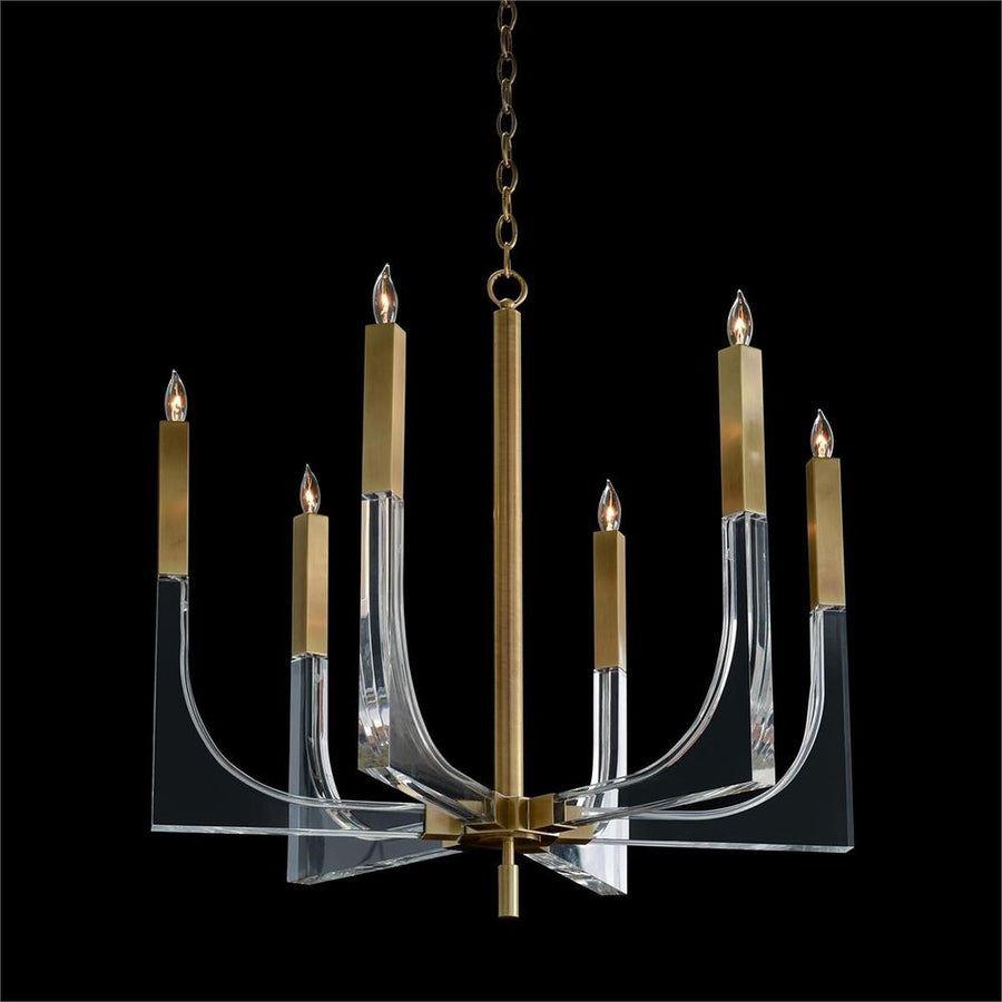 Chandeliers Acrylic And Brass Six-Light Chandelier - Clear