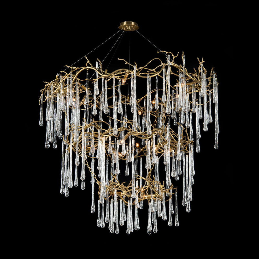 Branched Aveline Crystal Twenty-Light Chandelier - Gold - Iron