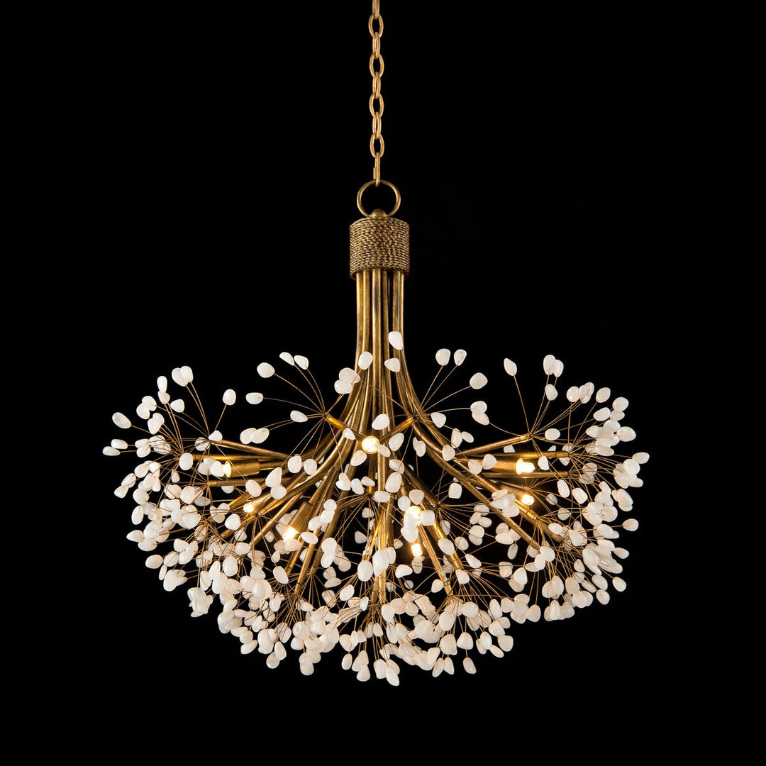 Elaria Quartz Nine-Light Chandelier - Gold - Iron