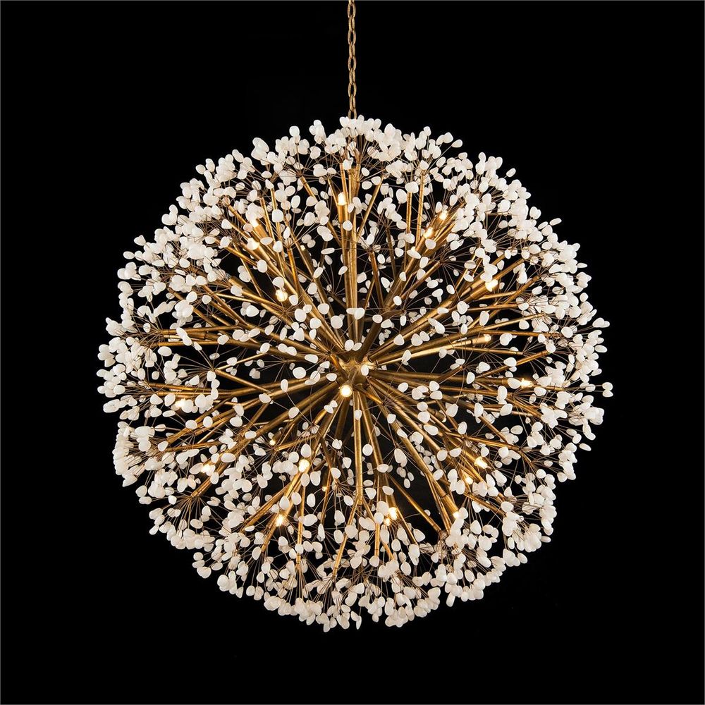 Chandeliers Spherical Thirty-Light Stone/ Quartz Chandelier - Gold
