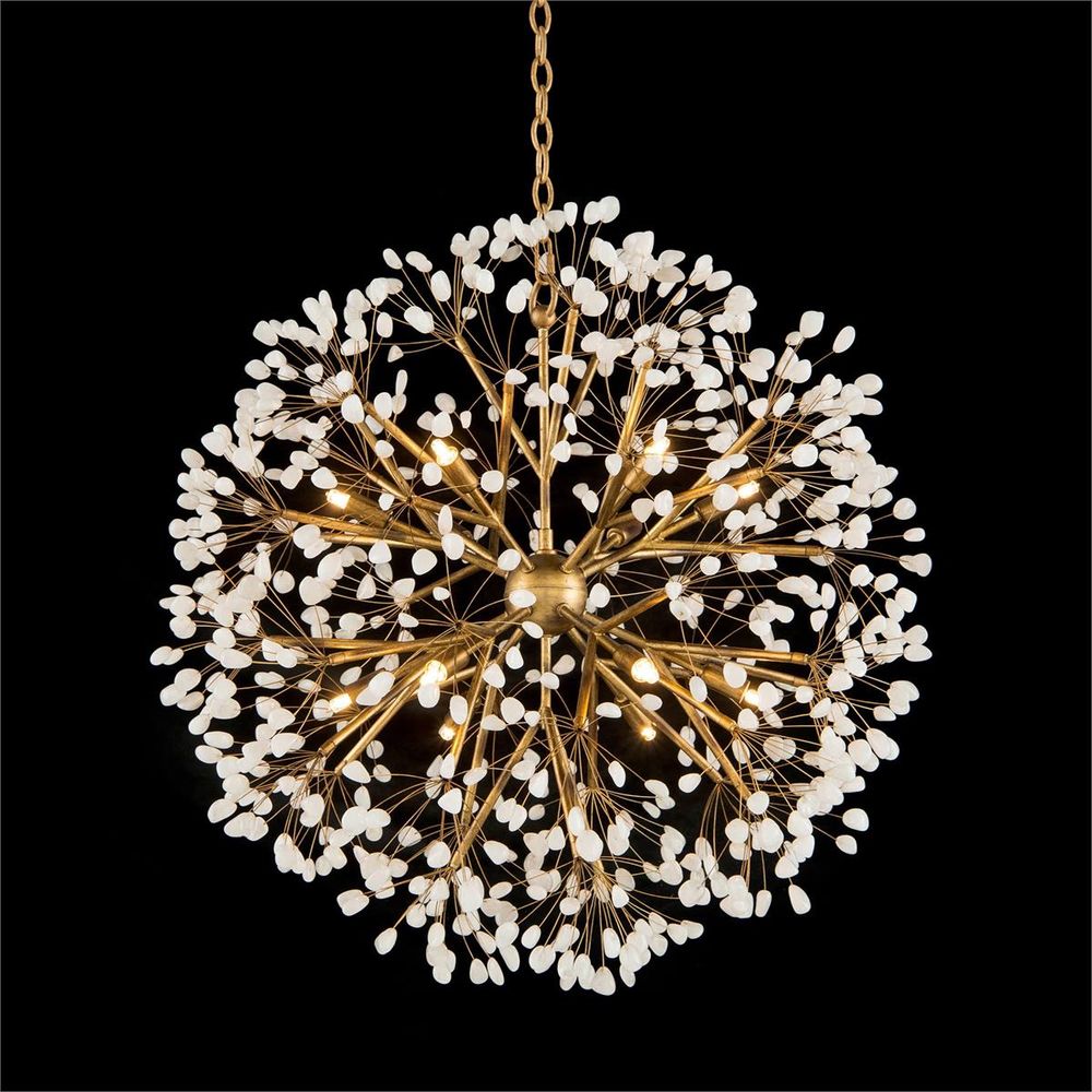 Chandeliers Spherical Twelve-Light Stone, Quartz Chandelier - Grey, Off White