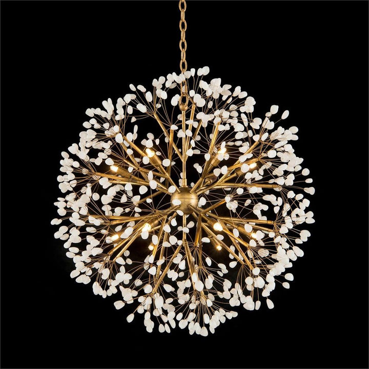 Chandeliers Spherical Twelve-Light Stone, Quartz Chandelier - Grey, Off White