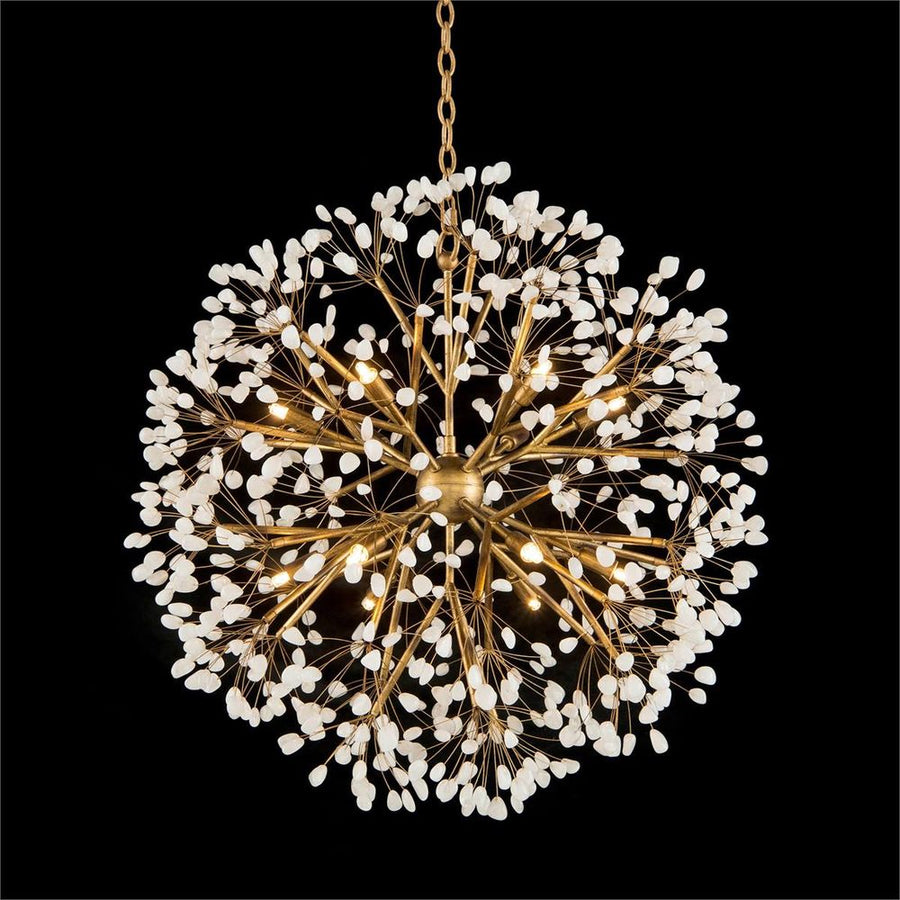 Chandeliers Spherical Twelve-Light Stone, Quartz Chandelier - Grey, Off White