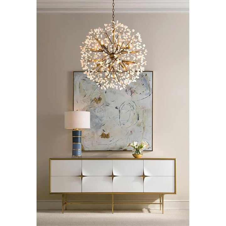 Chandeliers Spherical Twelve-Light Stone, Quartz Chandelier - Grey, Off White