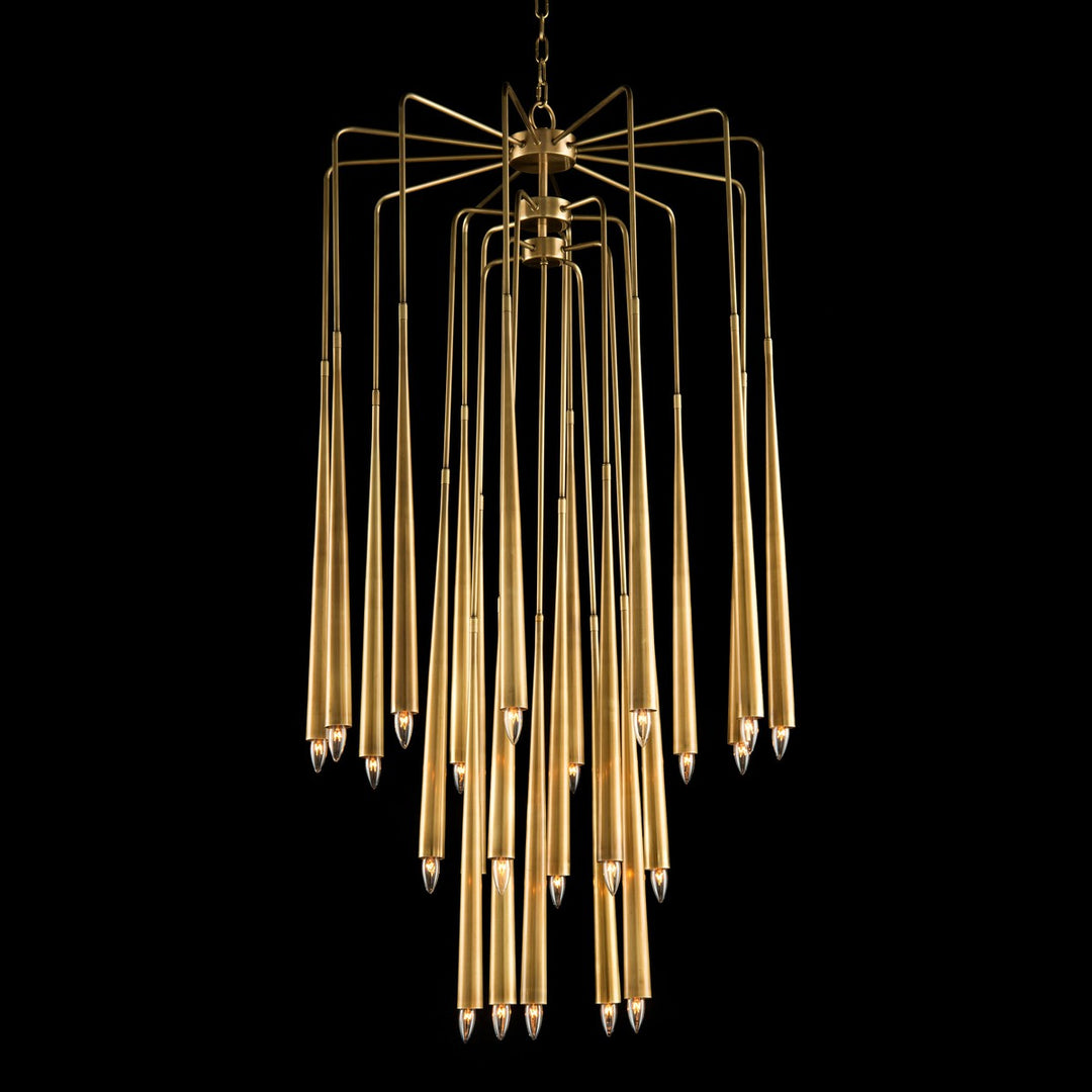 Vintage Twenty-Three-Light Brass Chandelier - Gold