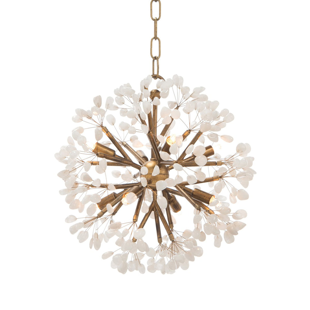 Altair: Quartz Crystal Spherical Eight-Light Chandelier - White - Iron